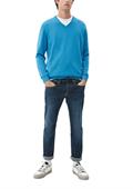 Feinstrickpullover mit V-Ausschnitt blau4