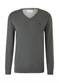 Feinstrickpullover mit V-Ausschnitt grau