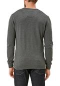 Feinstrickpullover mit V-Ausschnitt grau