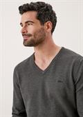 Feinstrickpullover mit V-Ausschnitt grau