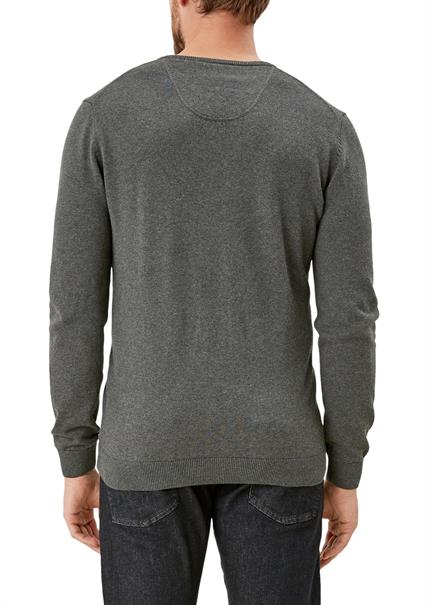 Feinstrickpullover mit V-Ausschnitt grau