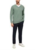 Feinstrickpullover mit V-Ausschnitt grün1