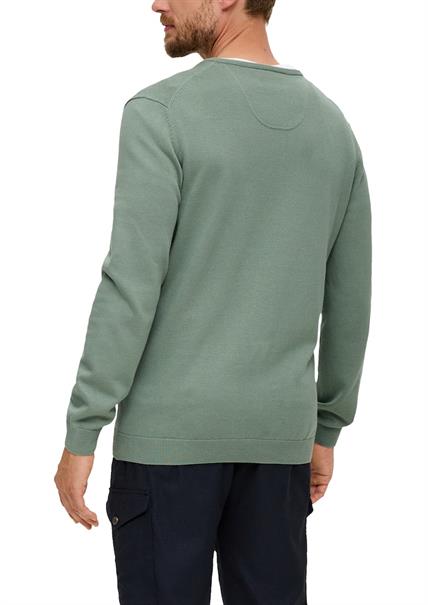 Feinstrickpullover mit V-Ausschnitt grün1