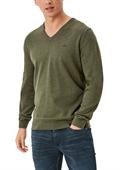Feinstrickpullover mit V-Ausschnitt grün2