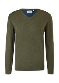 Feinstrickpullover mit V-Ausschnitt grün2