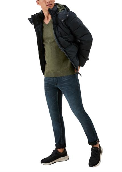 Feinstrickpullover mit V-Ausschnitt grün2