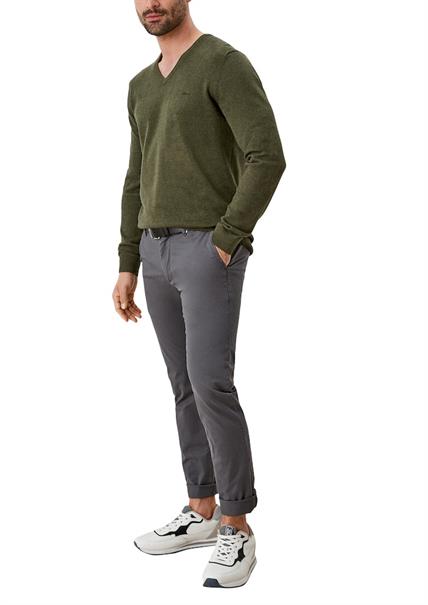 Feinstrickpullover mit V-Ausschnitt grün2