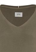 Feinstrickpullover mit V-Ausschnitt olive