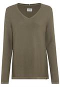 Feinstrickpullover mit V-Ausschnitt olive