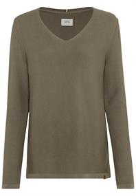 Feinstrickpullover mit V-Ausschnitt olive