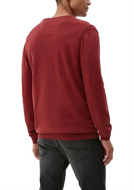 Feinstrickpullover mit V-Ausschnitt rot