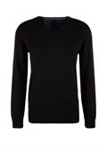 Feinstrickpullover mit V-Ausschnitt schwarz