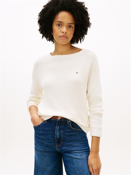 Fine Knit Boat Neck Jumper ivory petal