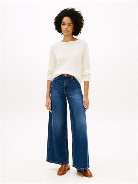 Fine Knit Boat Neck Jumper ivory petal