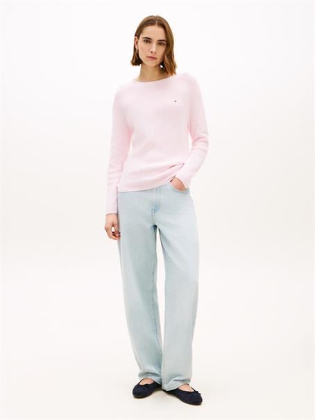 Fine Knit Boat Neck Jumper light pink