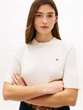 Fine Knit Jersey Short Sleeve Jumper ivory petal