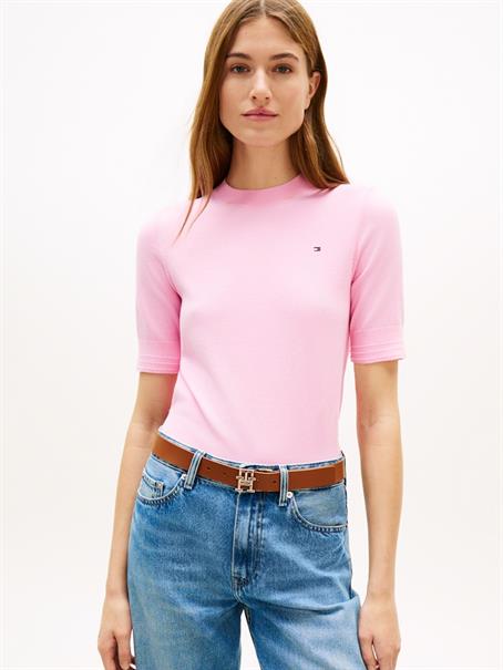 Fine Knit Jersey Short Sleeve Jumper rose petal