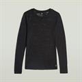 Fine lace aop slim r t wmn l\s dk black lace wave
