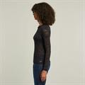 Fine lace aop slim r t wmn l\s dk black lace wave