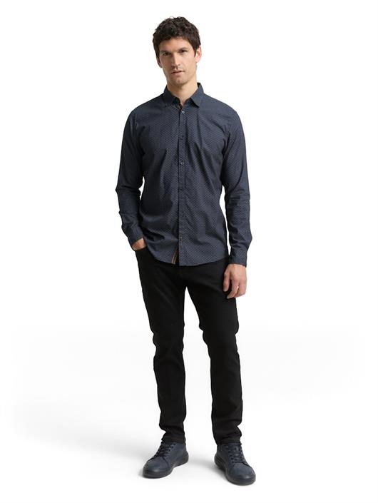 fitted-hemd-mit-muster-navy-mini-spike-design