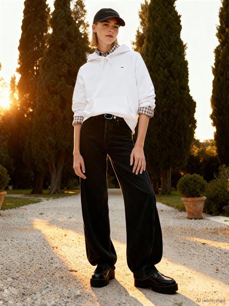 Flag Embroidery Brushed Fleece Hoody white