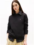 Flag Embroidery Brushed Fleece Sweatshirt black