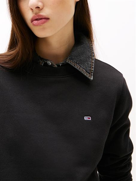 Flag Embroidery Brushed Fleece Sweatshirt black