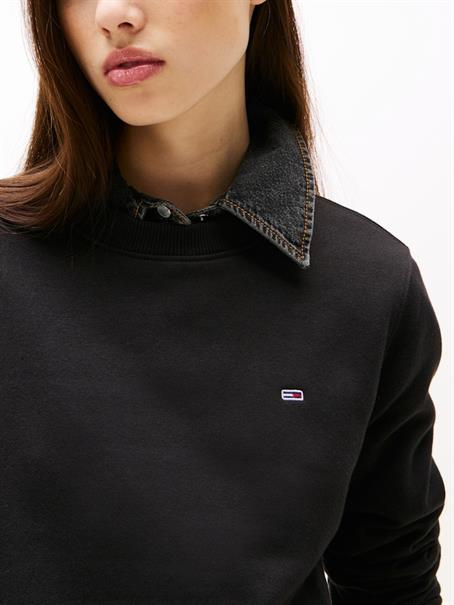 Flag Embroidery Brushed Fleece Sweatshirt black