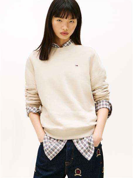 Flag Embroidery Brushed Fleece Sweatshirt gulf sand