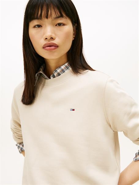 Flag Embroidery Brushed Fleece Sweatshirt gulf sand