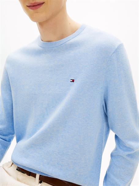 Flag Embroidery Crew Neck Jumper vessel blue heather