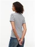 Flag Embroidery Crew Neck Slim T-Shirt breton- ecu- dark night navy