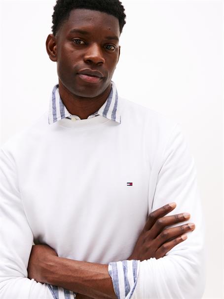 Flag Embroidery Crew Neck Sweatshirt white