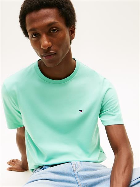 Flag Embroidery Crew Neck T-Shirt arctic aqua