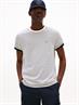 Flag Embroidery Crew Neck T-Shirt ivory petal-preppy navy