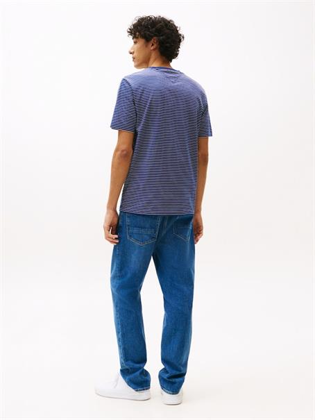 Flag Embroidery Crew Neck T-Shirt preppy navy-ivory petal