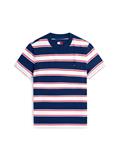 Flag Embroidery Jersey Crew Neck T-Shirt dark night navy - multi stripe