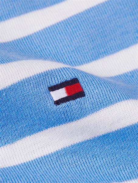 Flag Embroidery V-Neck Slim T-Shirt breton stp- blue spell- ecru