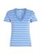 Flag Embroidery V-Neck Slim T-Shirt breton stp- blue spell- ecru