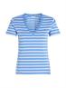 Flag Embroidery V-Neck Slim T-Shirt breton stp- blue spell- ecru