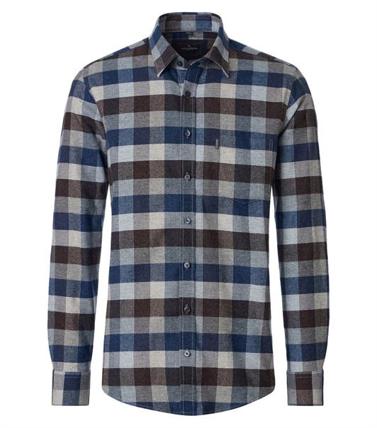 Flanellhemd Langarm blau