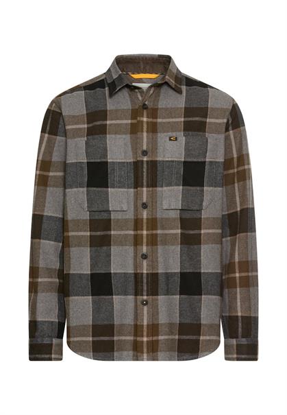 Flanellhemd mit Kontrastdetails und Brusttaschen asphalt