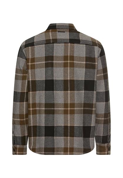 Flanellhemd mit Kontrastdetails und Brusttaschen asphalt