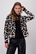 Flauschige Strickjacke mit Leomuster milk chocolate gemustert