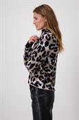 Flauschige Strickjacke mit Leomuster milk chocolate gemustert