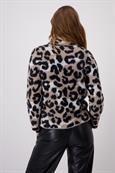 Flauschige Strickjacke mit Leomuster milk chocolate gemustert