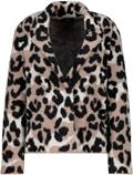 Flauschige Strickjacke mit Leomuster milk chocolate gemustert