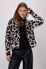 Flauschige Strickjacke mit Leomuster milk chocolate gemustert