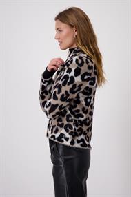 Flauschige Strickjacke mit Leomuster milk chocolate gemustert