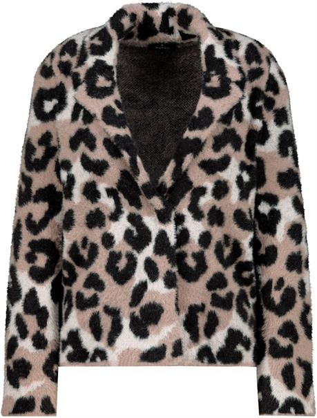 Flauschige Strickjacke mit Leomuster milk chocolate gemustert